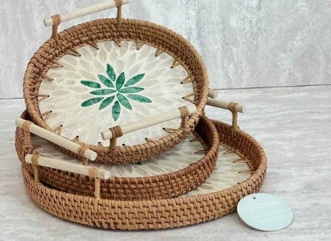 خرید سینی حصیری رنگی + قیمت فروش استثنایی 4