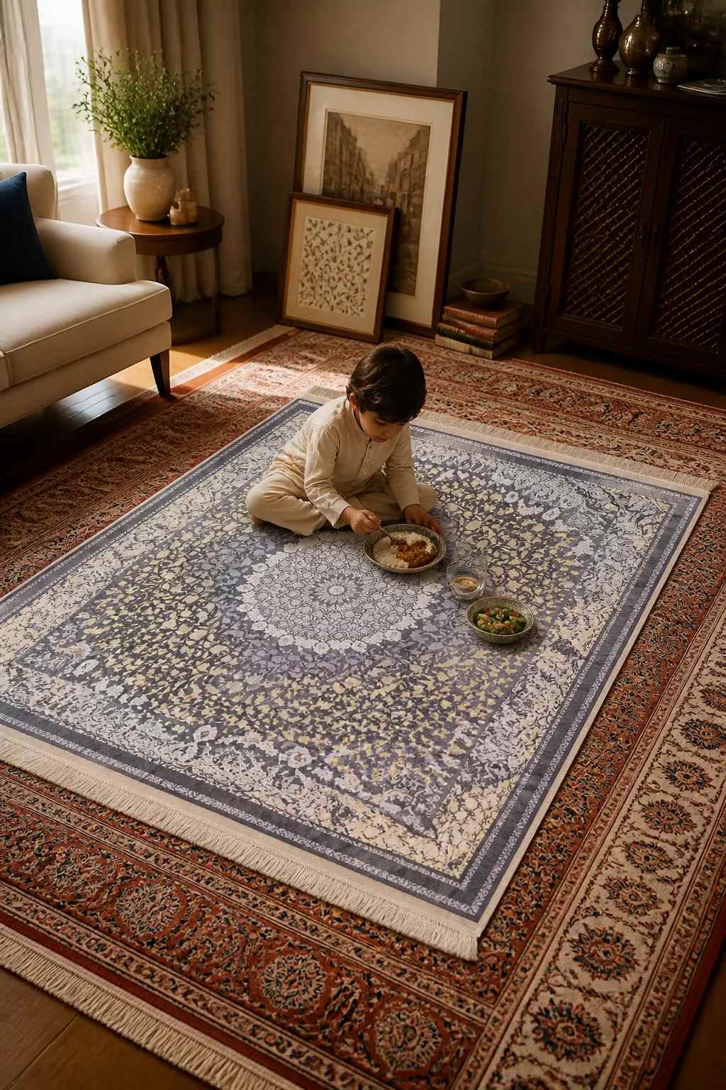 زیرسفره ای مخمل طرح طلاکوب 2