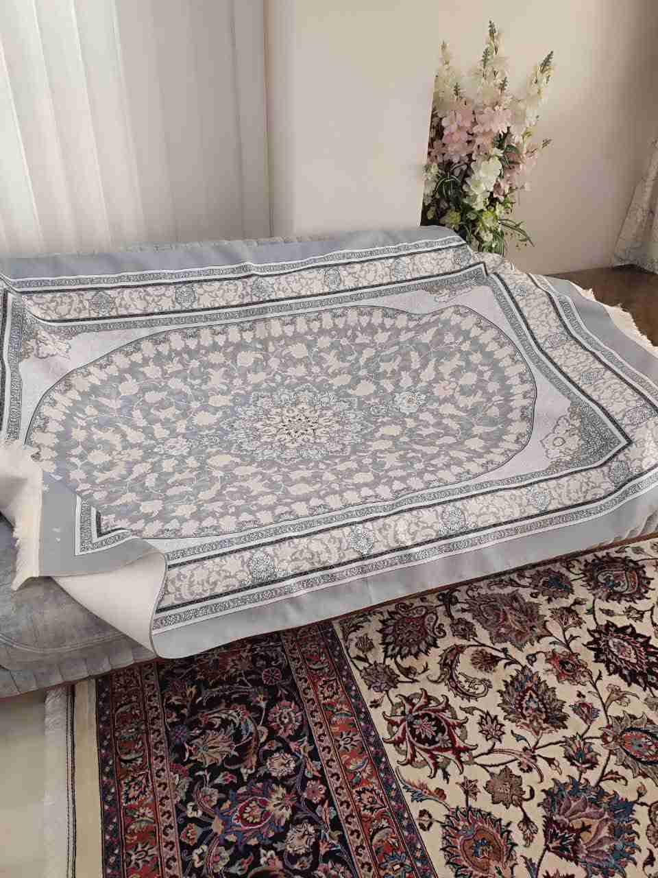 زیرسفره ای مخمل سنتی طوسی