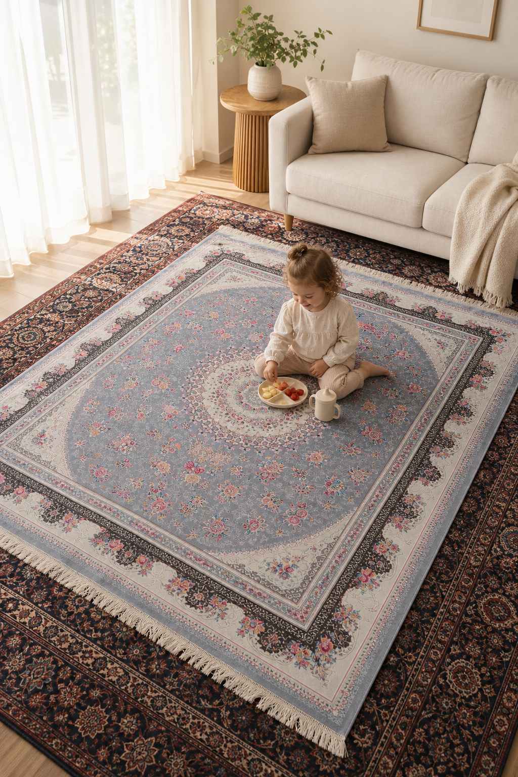 زیر سفره ای مخمل سنتی گلدار 2