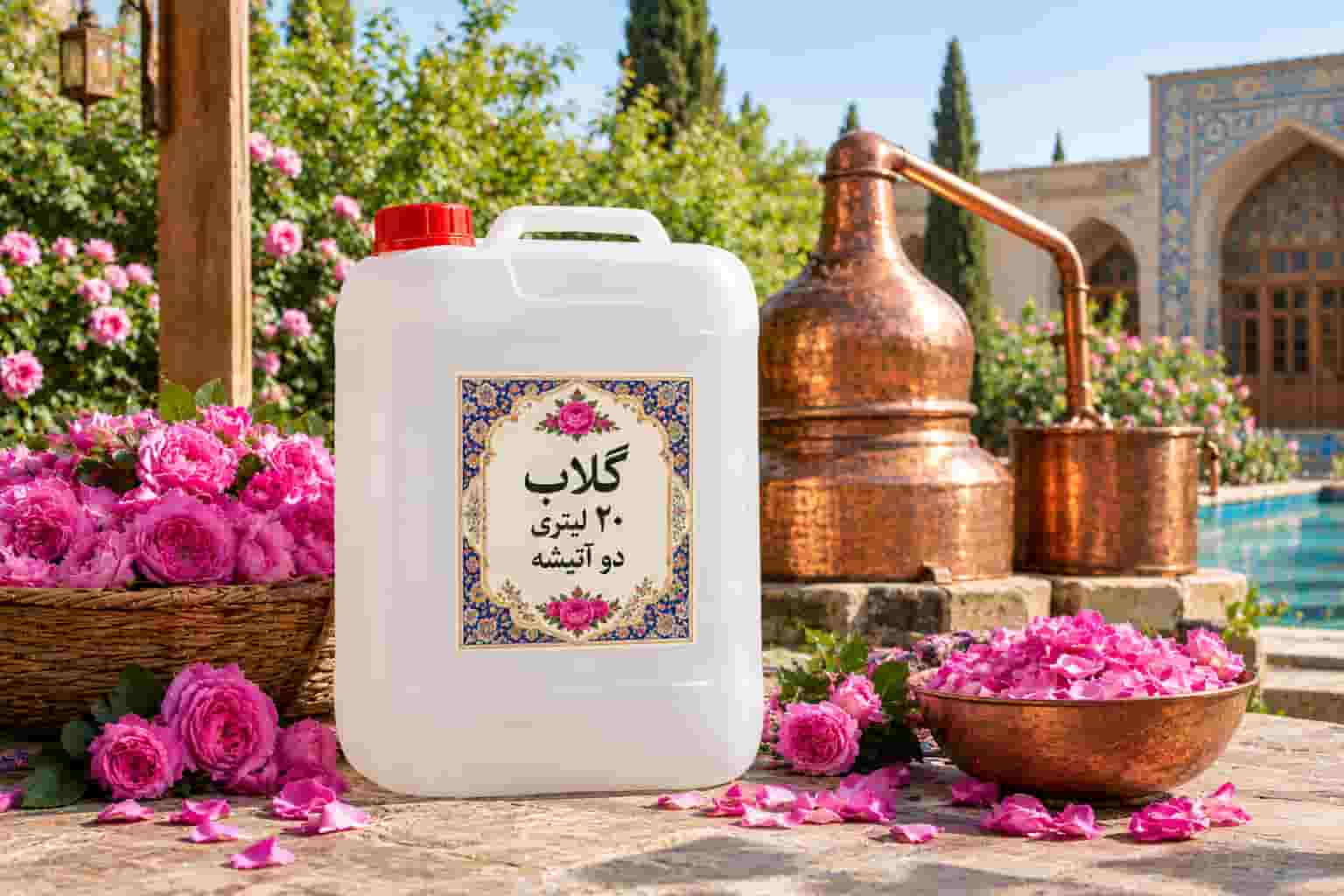 گلاب ۲۰ لیتری دو آتیشه با رایحه متمایز برای پذیرایی