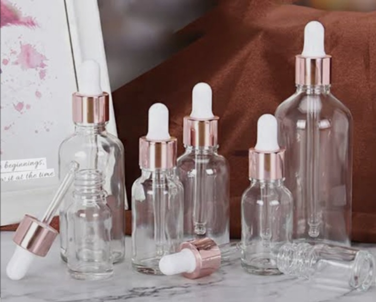بطری قطره چکان شیشه ای شفاف دارویی بهداشتی
