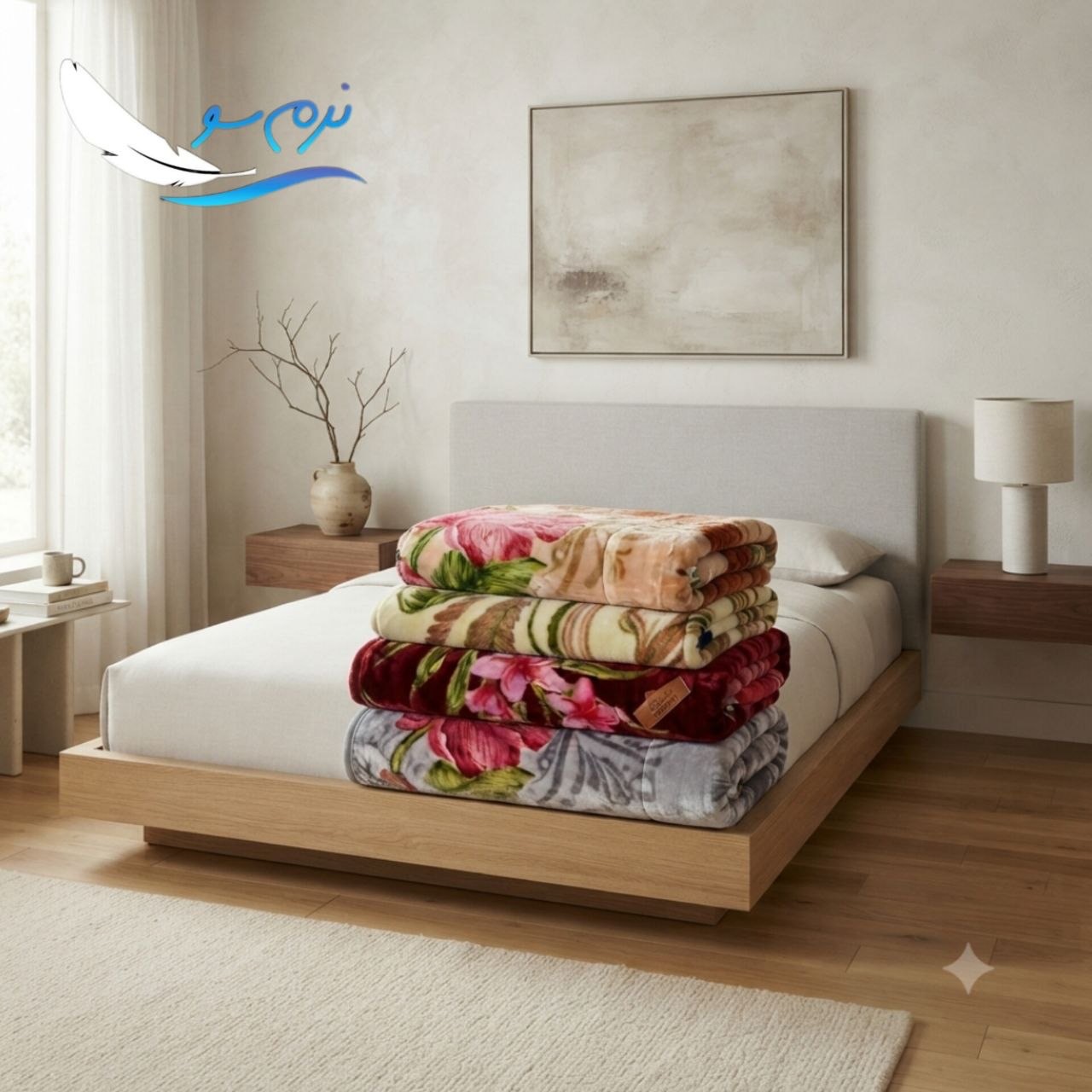 خرید عمده پتو کارتنی خرید پتو تعداد بالا پتو گلدار نرمین تک نفره