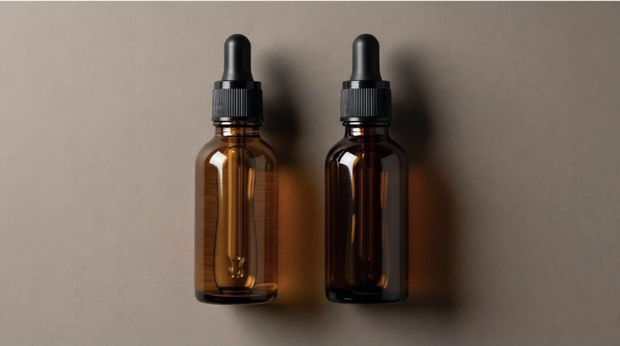 بطری قطره چکان شیشه ای قهوه‌ای دارویی روغن آرادمِد
