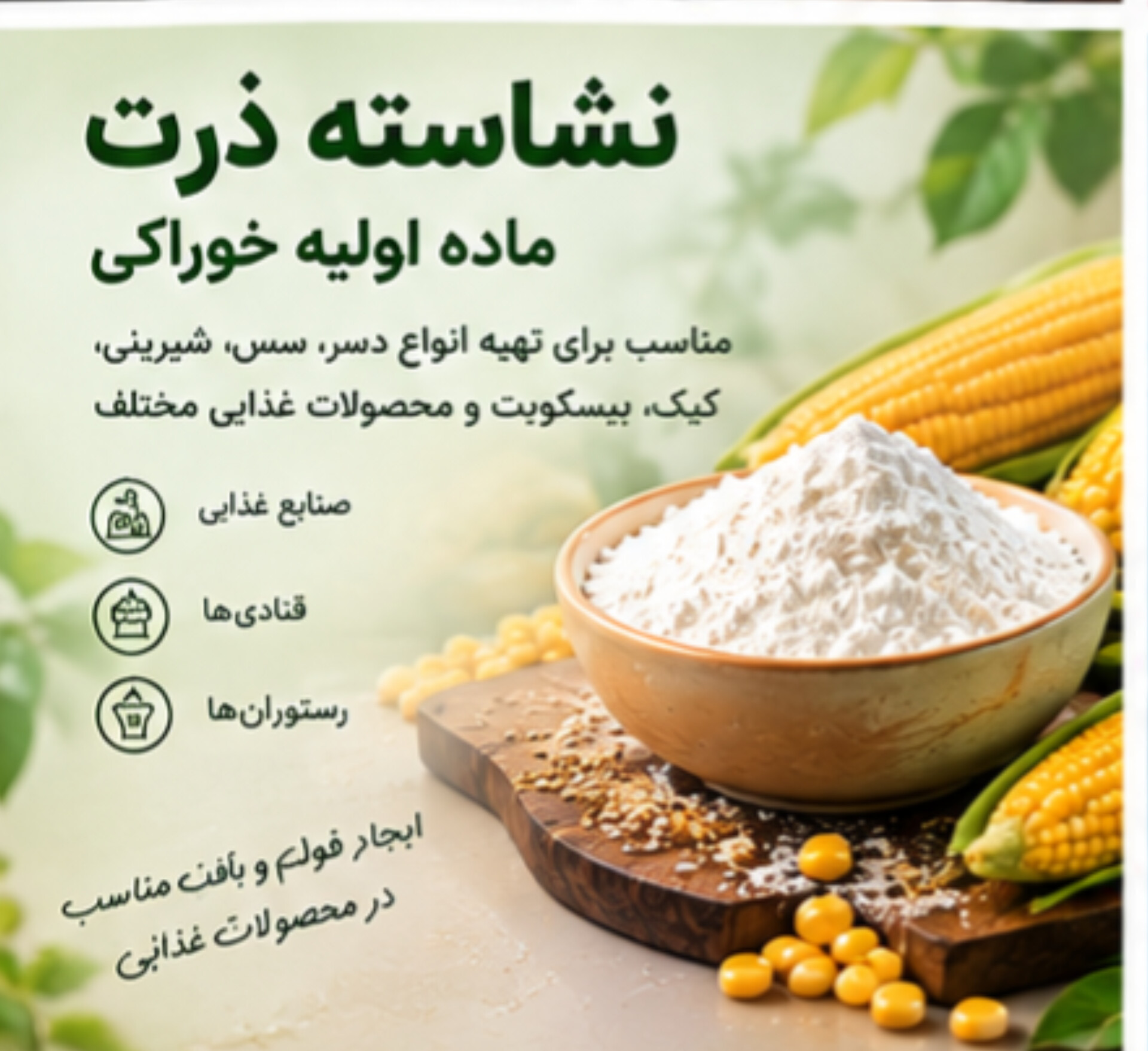 نشاسته ذرت | پودر نشاسته خوراکی