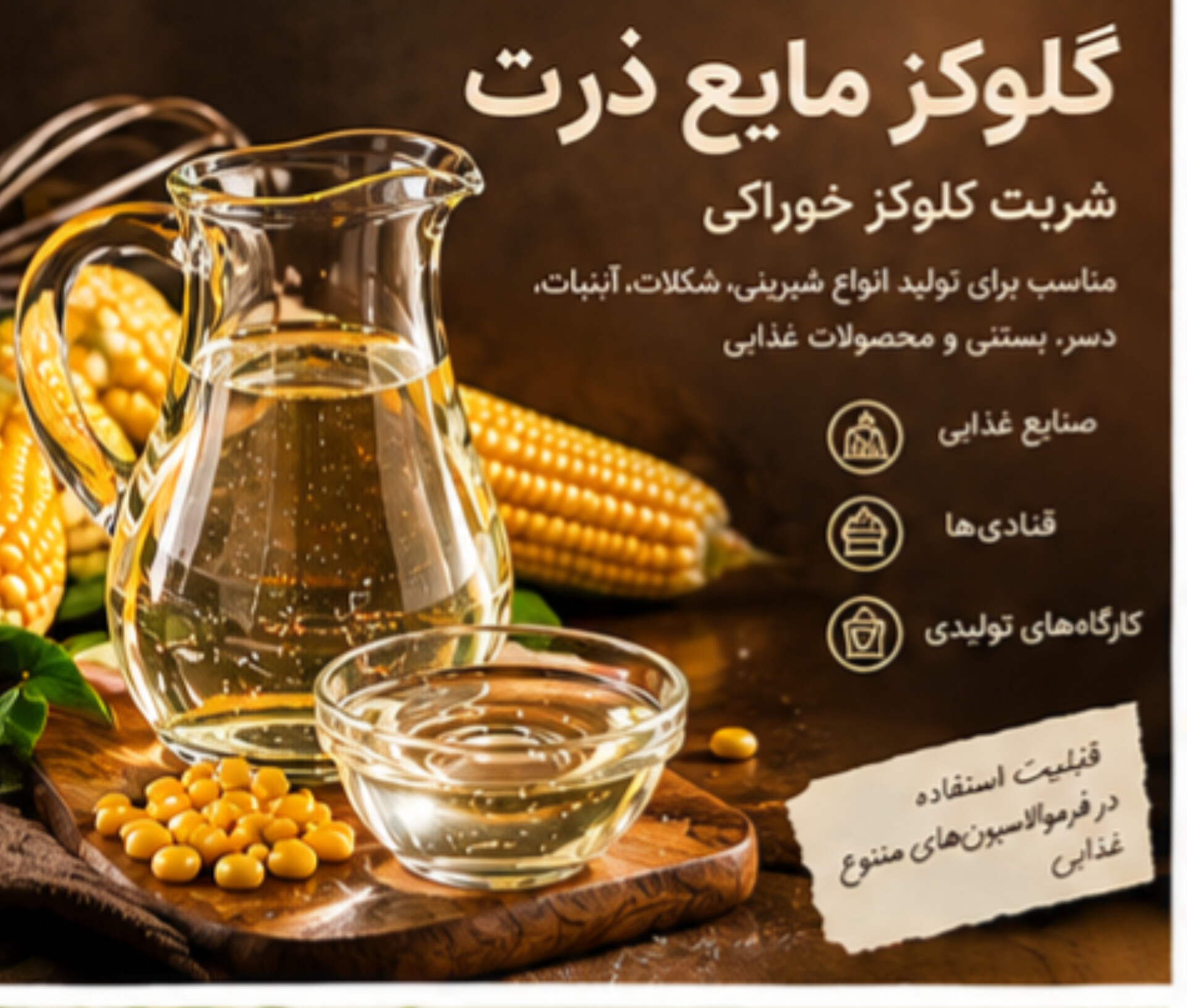 گلوکز ذرت | شربت خوراکی مورد استفاده در تولید محصولات غذایی