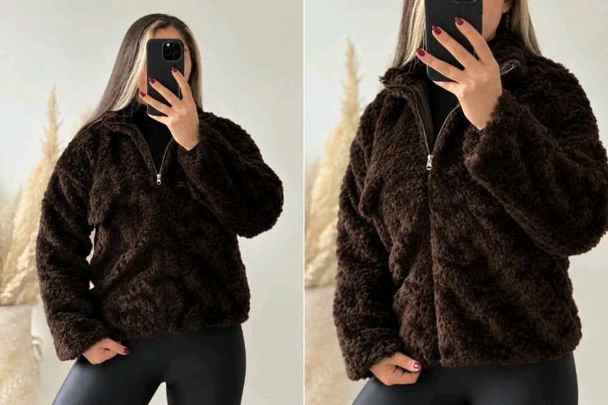 سویشرت ایستاده دوجیب نما پارچه خز خرگوشی 2