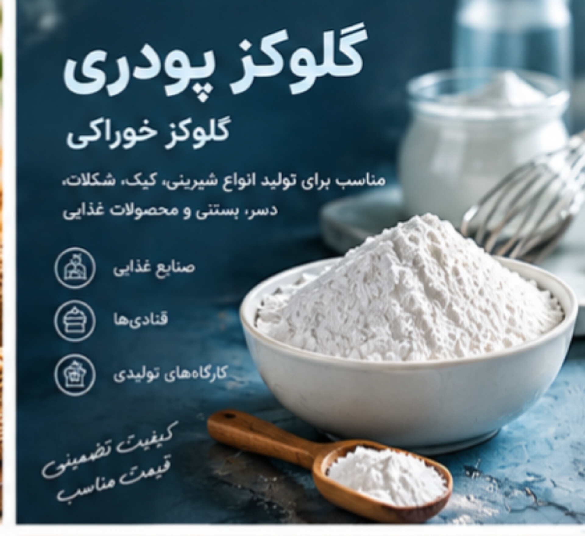 گلوکز پودری خوراکی | مناسب تولید انواع فرآوردههای غذایی