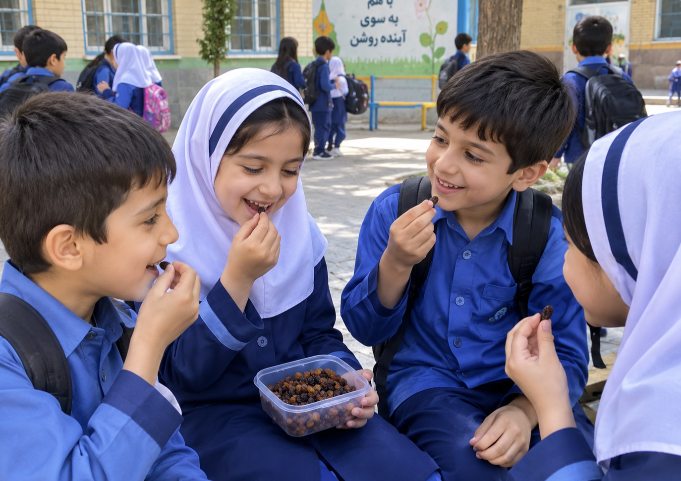 خرید کشمش سبز + زنگ تفریح کودکان مدرسه